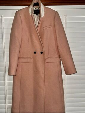 Wool-Blend Long Peacoat in Blush Pink